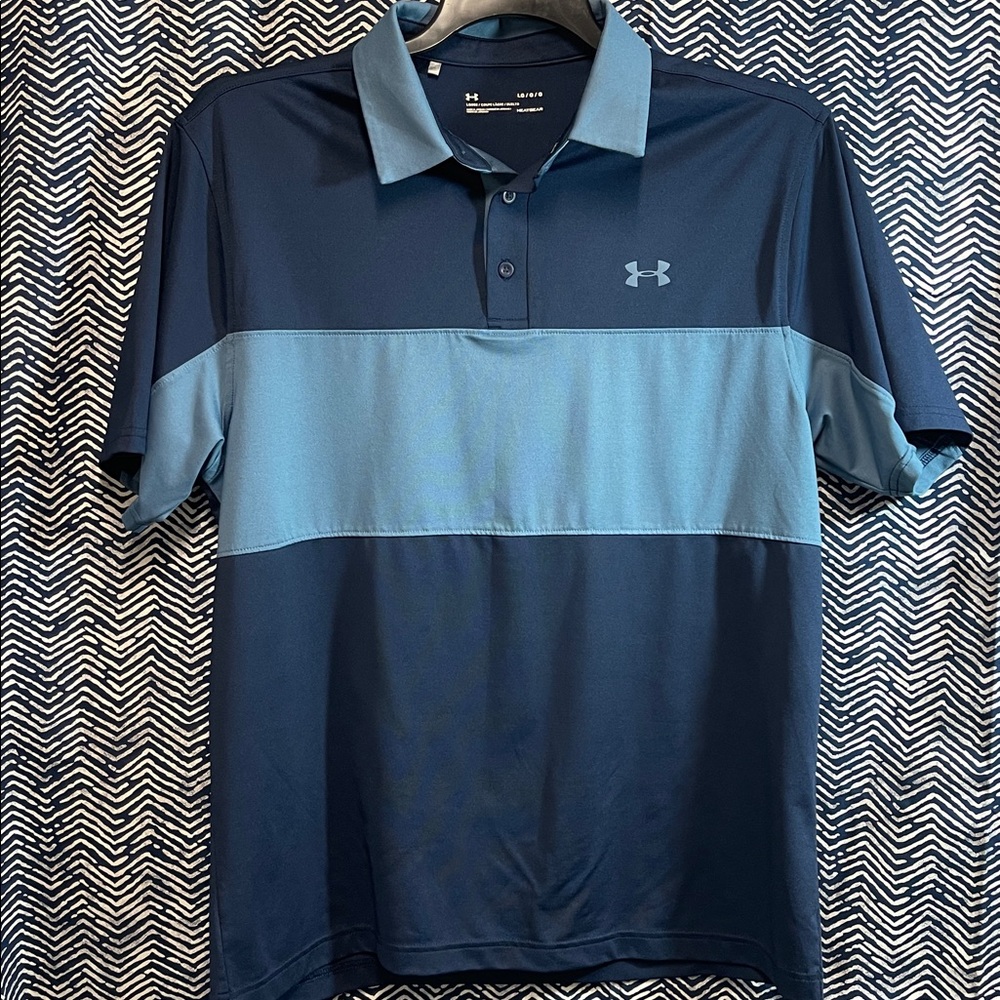 Under Armour Light Blue and Navy Polo Shirt